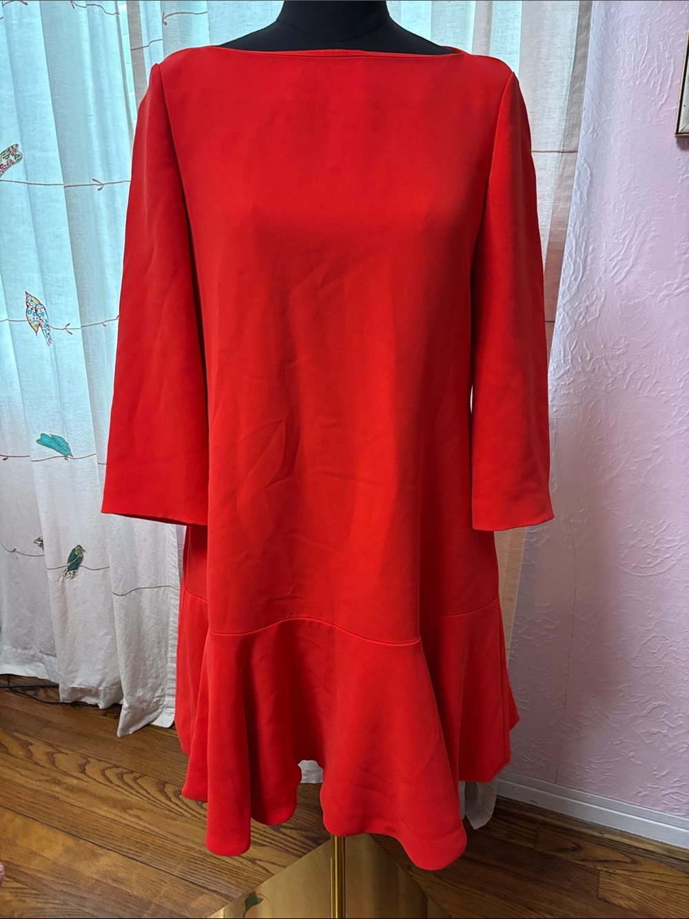 kate spade Coral Red Long-Sleeve Flared Hem Dress
